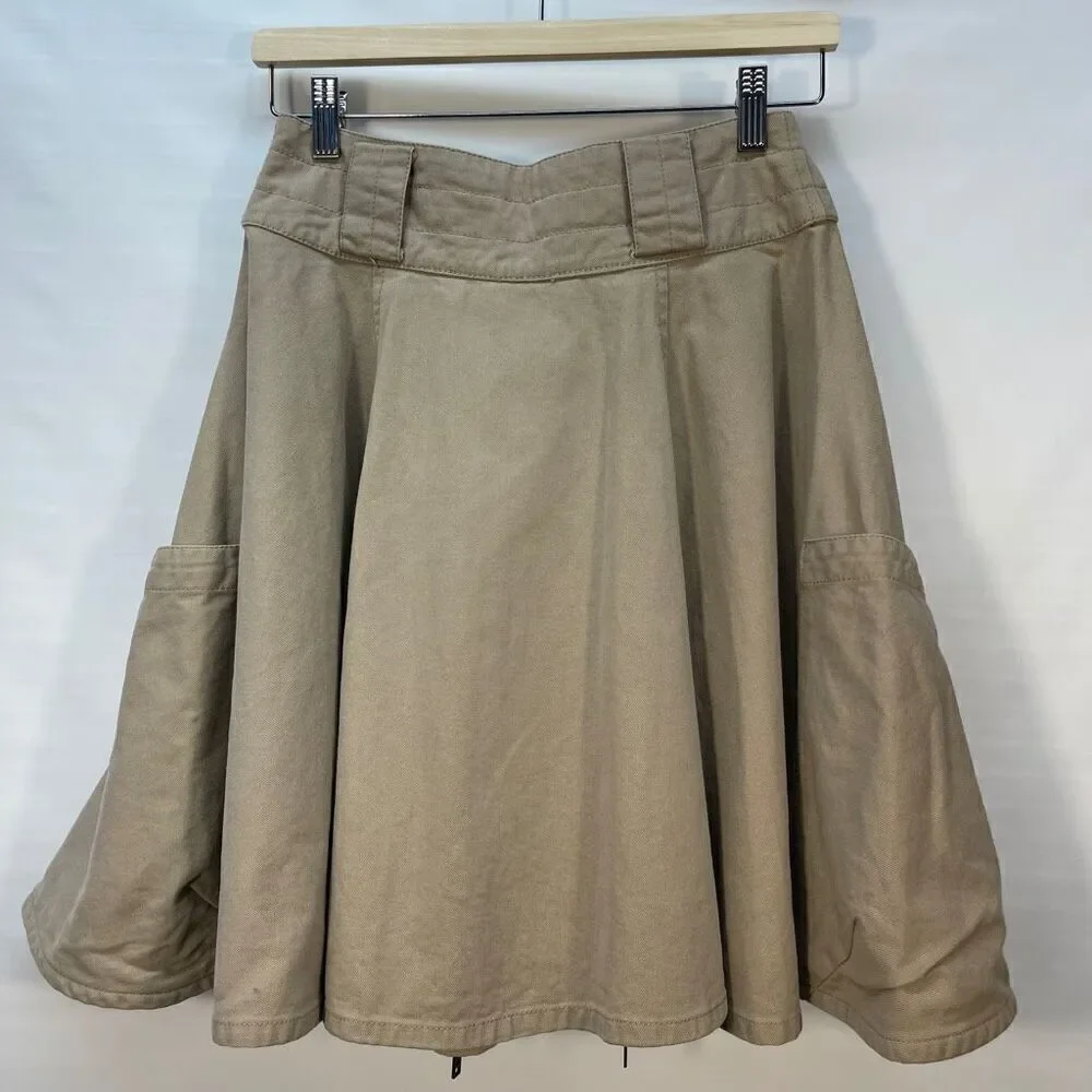 (NUDE) Beige Layered Flared High Rise Ruffle Denim Skirt Size 28